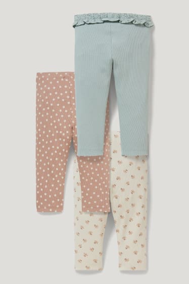 Bébé filles - Lot de 3 - leggings pour bébé - beige