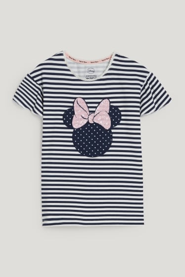 Nena petita - Minnie Mouse - conjunt - samarreta de màniga curta, faldilla i lligacues scrunchie - blau fosc / blanc