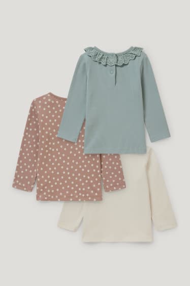 Bébé filles - Lot de 3 - hauts à manches longues bébé - beige clair
