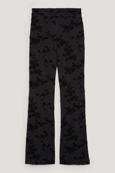 Clockhouse femme - CLOCKHOUSE - pantalon de jersey - flared - à fleurs - noir