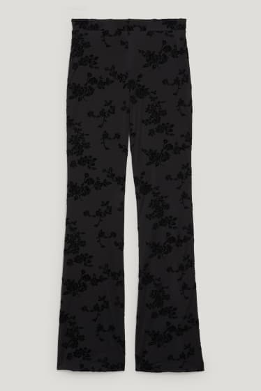 Clockhouse femme - CLOCKHOUSE - pantalon de jersey - flared - à fleurs - noir