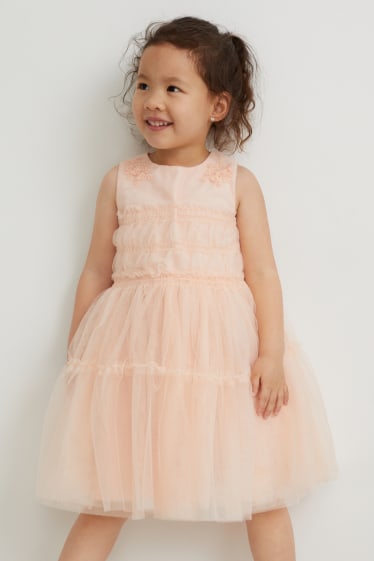 Niñas - Vestido - de fiesta - melocotón