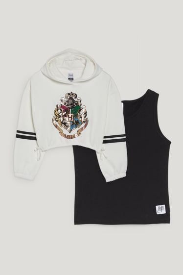 Kids Girls - Extended Sizes - Harry Potter - Set - Hoodie und Top - 2 teilig - schwarz / weiß