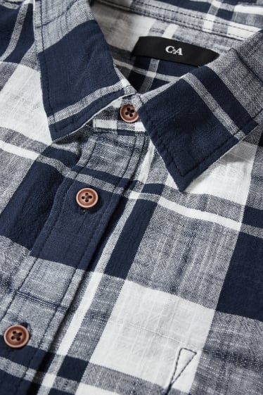 Men XL - Shirt - regular fit - kent collar - check - dark blue