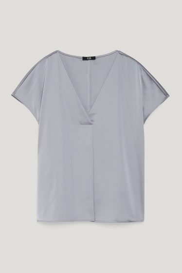 Damen - Satin-Bluse - mit recyceltem Polyester - hellgrau