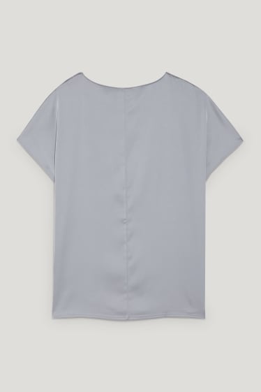 Damen - Satin-Bluse - mit recyceltem Polyester - hellgrau