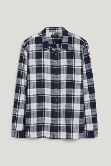 Men XL - Shirt - regular fit - kent collar - check - dark blue