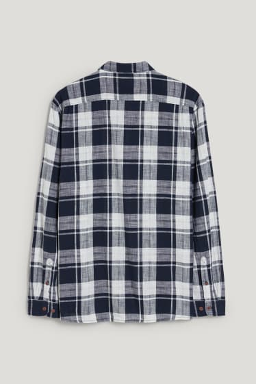 Men XL - Shirt - regular fit - kent collar - check - dark blue