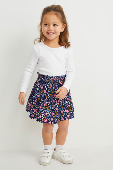 Toddler Girls - Fustă - cu flori - albastru închis