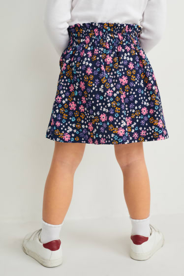 Toddler Girls - Fustă - cu flori - albastru închis