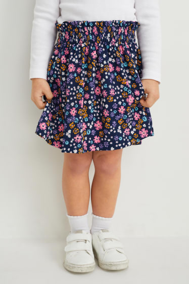Toddler Girls - Fustă - cu flori - albastru închis