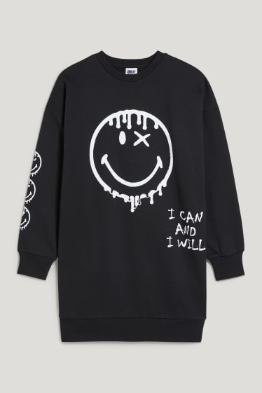 Clockhouse femme - CLOCKHOUSE - robe en molleton - SmileyWorld® - noir