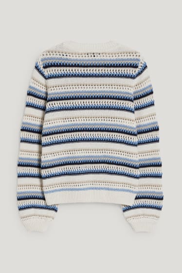 Damen - Pullover - gestreift - hellbeige