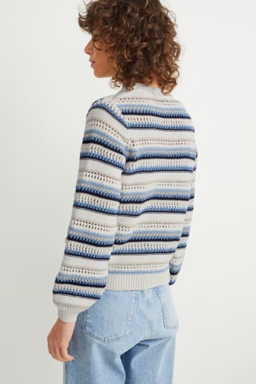Damen - Pullover - gestreift - hellbeige