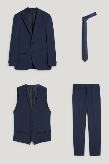 Herren - Baukasten-Anzug mit Krawatte - Regular Fit - 4 teilig - dunkelblau