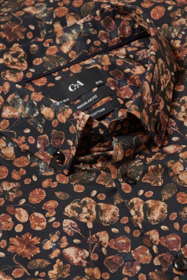 Uomo XL - Camicia - regular fit - button down - nero / beige
