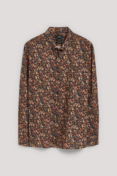 Uomo XL - Camicia - regular fit - button down - nero / beige