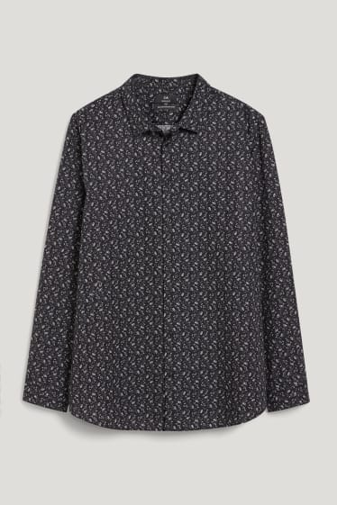 Uomo XL - Camicia - regular fit - colletto all'italiana - facile da stirare - bianco / nero