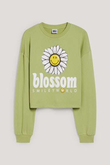 Clockhouse femme - CLOCKHOUSE - sweat court - SmileyWorld® - vert clair