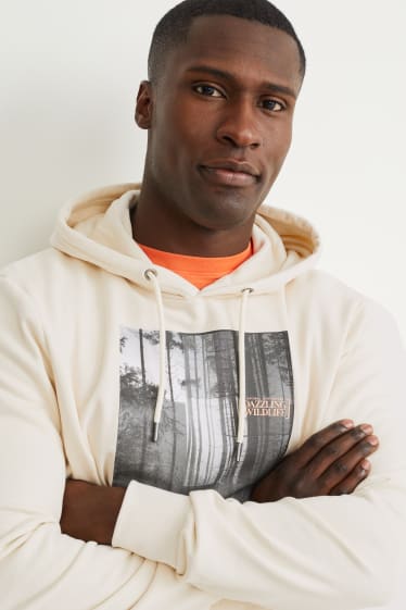 Hombre - Sudadera con capucha - crema