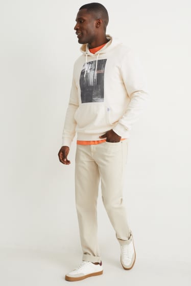Hombre - Sudadera con capucha - crema