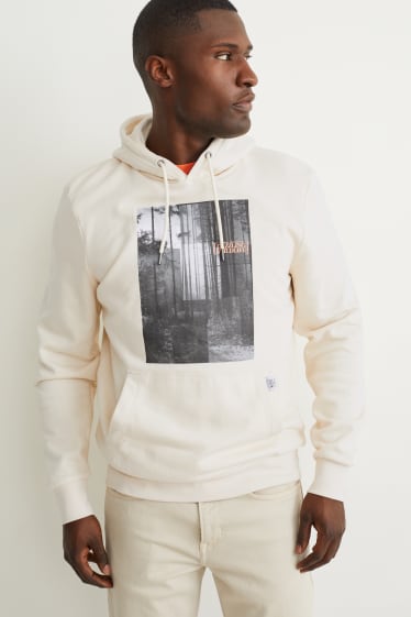 Hombre - Sudadera con capucha - crema