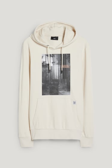 Hombre - Sudadera con capucha - crema