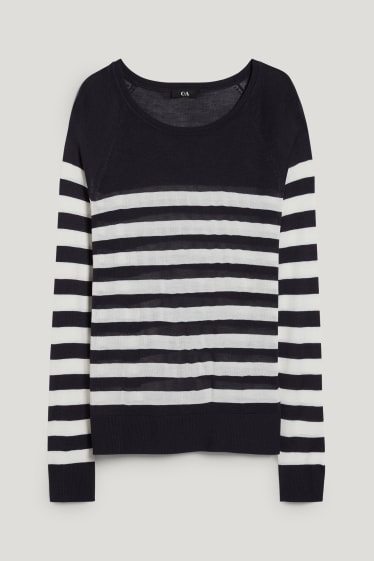 Mujer - Jersey básico - de rayas - azul oscuro / blanco roto