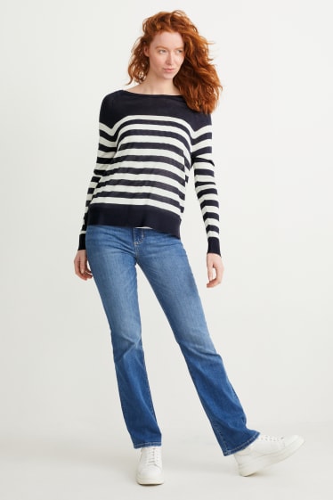 Mujer - Jersey básico - de rayas - azul oscuro / blanco roto