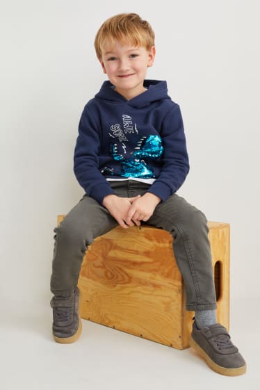 Toddler Boys - Dino - hoodie - glanseffect - donkerblauw