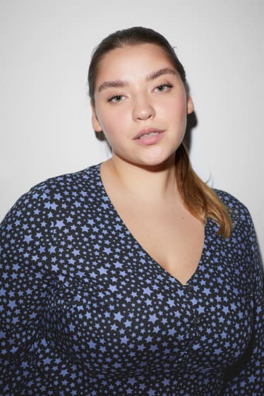 Dona XL - CLOCKHOUSE - vestit - estampat - blau/negre
