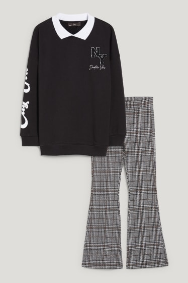 Bambine: - Set - felpa e leggings - 2 pezzi - nero