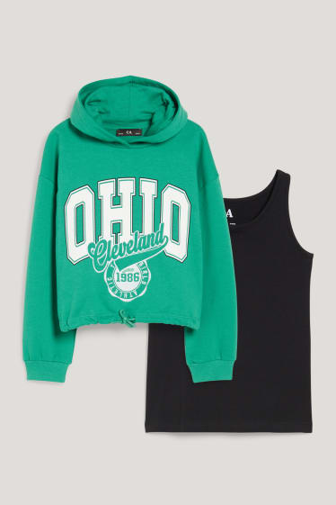 Kids Girls - Set - hanorac și top - 2 piese - verde