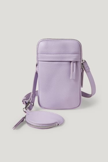 Dames - Set - smartphonetasje en portemonnee - imitatieleer - 2-delig - lichtpaars