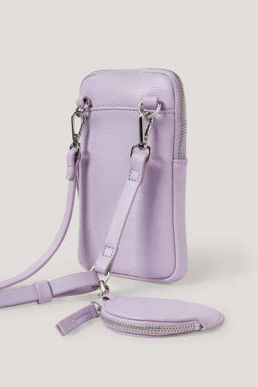 Dames - Set - smartphonetasje en portemonnee - imitatieleer - 2-delig - lichtpaars