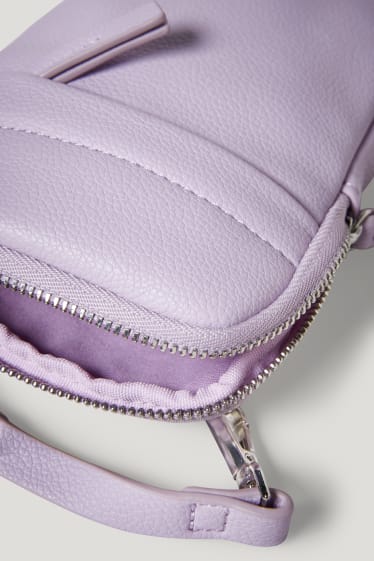 Dames - Set - smartphonetasje en portemonnee - imitatieleer - 2-delig - lichtpaars