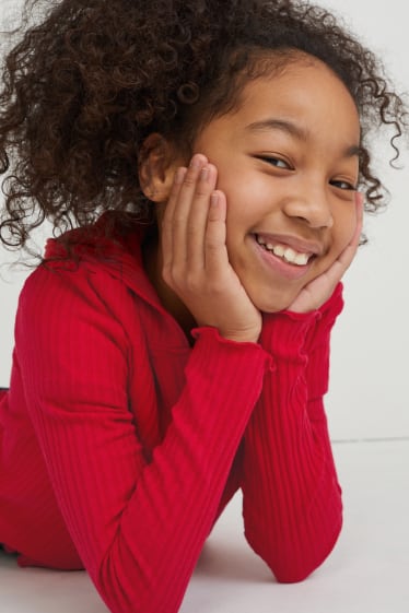 Kids Girls - Strickjacke mit Kapuze - rot