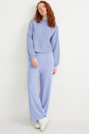Femei - Bluză de molton basic - albastru deschis