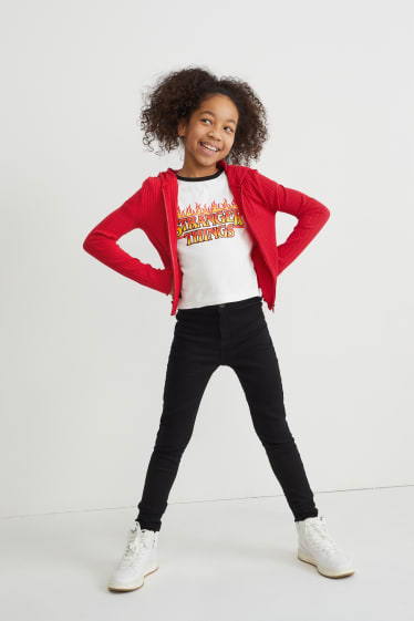 Kids Girls - Strickjacke mit Kapuze - rot