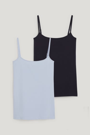 Damen - Multipack 2er - Basic-Top - blau  / dunkelblau