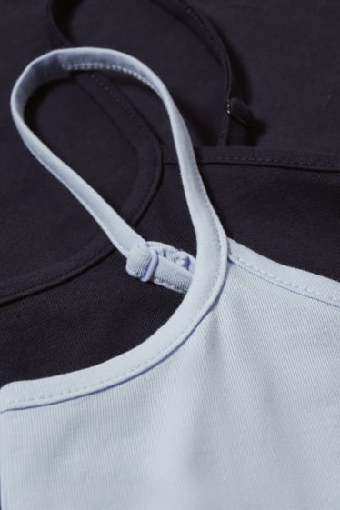 Damen - Multipack 2er - Basic-Top - blau  / dunkelblau