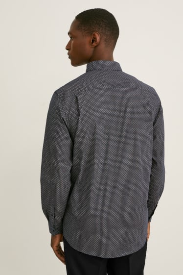 Hommes - Chemise de bureau - regular fit - col button down - facile à repasser - gris / noir