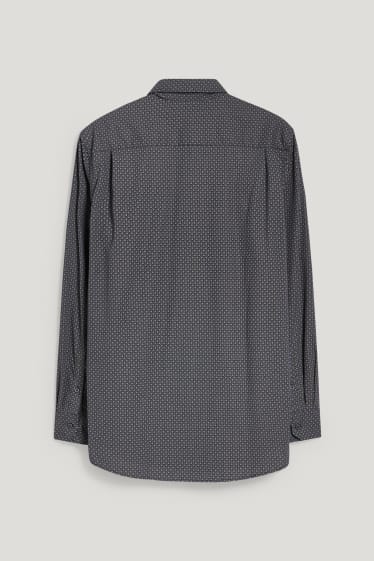 Hommes - Chemise de bureau - regular fit - col button down - facile à repasser - gris / noir