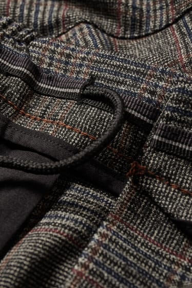 Uomo - Pantaloni chino - tapered fit - Flex - 4 Way Stretch - a quadretti - grigio-marrone