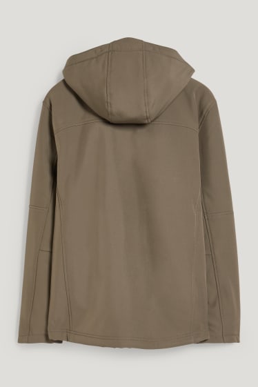 Pánské - Softshellová bunda s kapucí - khaki