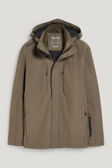 Pánské - Softshellová bunda s kapucí - khaki
