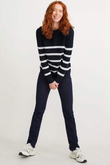 Femmes - Pullover basique - à rayures - bleu foncé