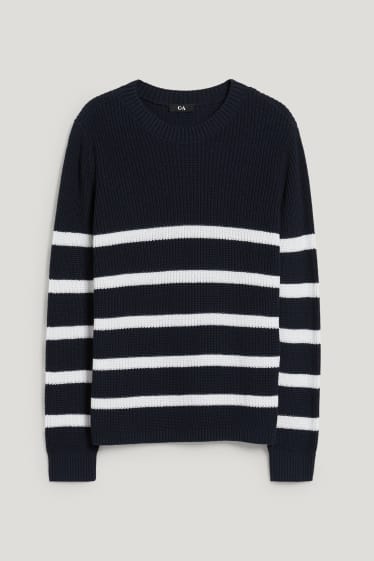 Femmes - Pullover basique - à rayures - bleu foncé