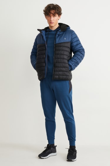 Hommes - Veste de sport à capuche - matière recyclée - bleu foncé