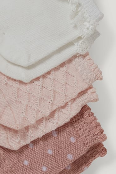 Bébé filles - Lot de 3 paires - chaussettes pour nouveau-né - rose
